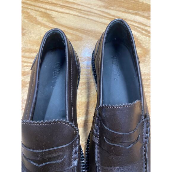 Vinny's Townee Penny Brown Leather Loafers Womens Round Moc Toe Size 42 (L1) - Picture 3 of 8